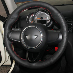 DIY Top PU Leather Steering Wheel Hand-stitch on Wrap Cover For Mini Coupe 2016