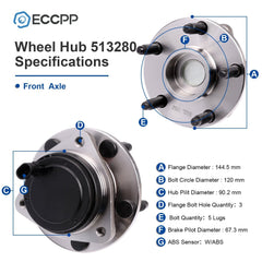 2P Front Wheel Hub Bearings For 2011-2013 Chevrolet Caprice 2008 2009 Pontiac G8 6B93BC-57