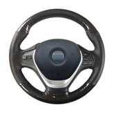 5D Carbon Fiber& Leather Steering Wheel Hand-stitch on Wrap Cover For BMW F30