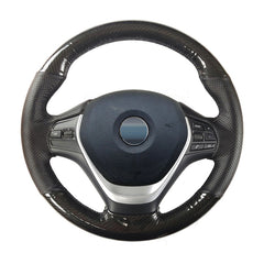 5D Carbon Fiber& Leather Steering Wheel Hand-stitch on Wrap Cover For BMW F30