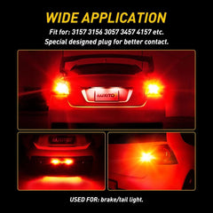 2-10x AUXITO 3157 Red LED Strobe Flashing Blinking Brake Tail Light Parking Bulb AUXITO