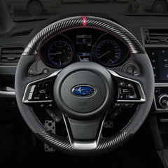 3D Carbon Fiber&Leather Steering Wheel Stitch on Wrap Cover For Subaru Forester