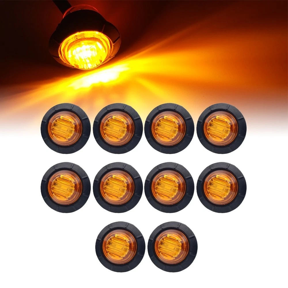 10X 3/4" Round LED Side Marker Bullet Light For Truck Trailer Amber 12V EOA 6B93BC-57