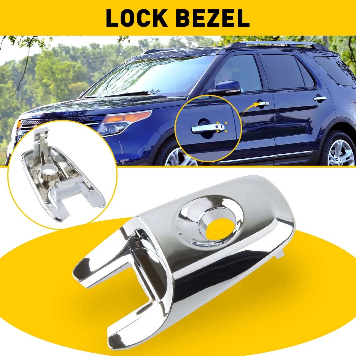 FOR 11-19 FORD EXPLORER LEFT DRIVER DOOR HANDLE KEY BEZEL COVER TRIMS CHROME EOA 6B93BC-57