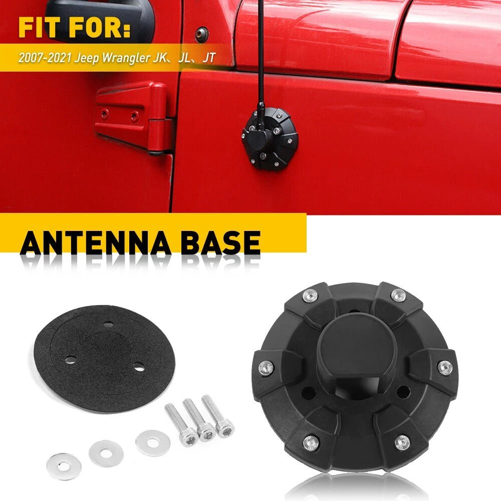 Black Antenna Ornament Bezel Base For 2007-2021 Wrangler JK JL JT Replacement 6B93BC-57