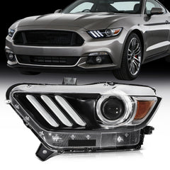ECCPP Headlight Assembly For Ford Mustang 2015-2017 Driver Left Side Black Amber 6B93BC-57