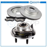 Front Brake Rotors And Hub Bearings Ceramic Pads Fits 2002-2005 Dodge Ram 1500 KOEEP