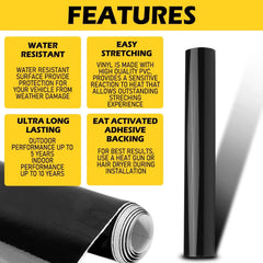 Gloss Black Vinyl Automotive Wrap Film Roll Wrap Car Stickers 59IN x 11.8IN EOA 6B93BC-57