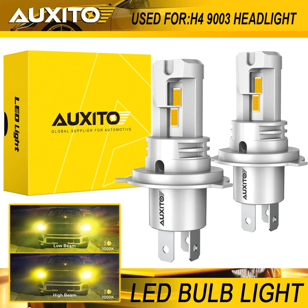 AUXITO 9003 H4 LED Headlight Bulbs Kit High Low Beam Amber Yellow 3000K Lamp 2x AUXITO