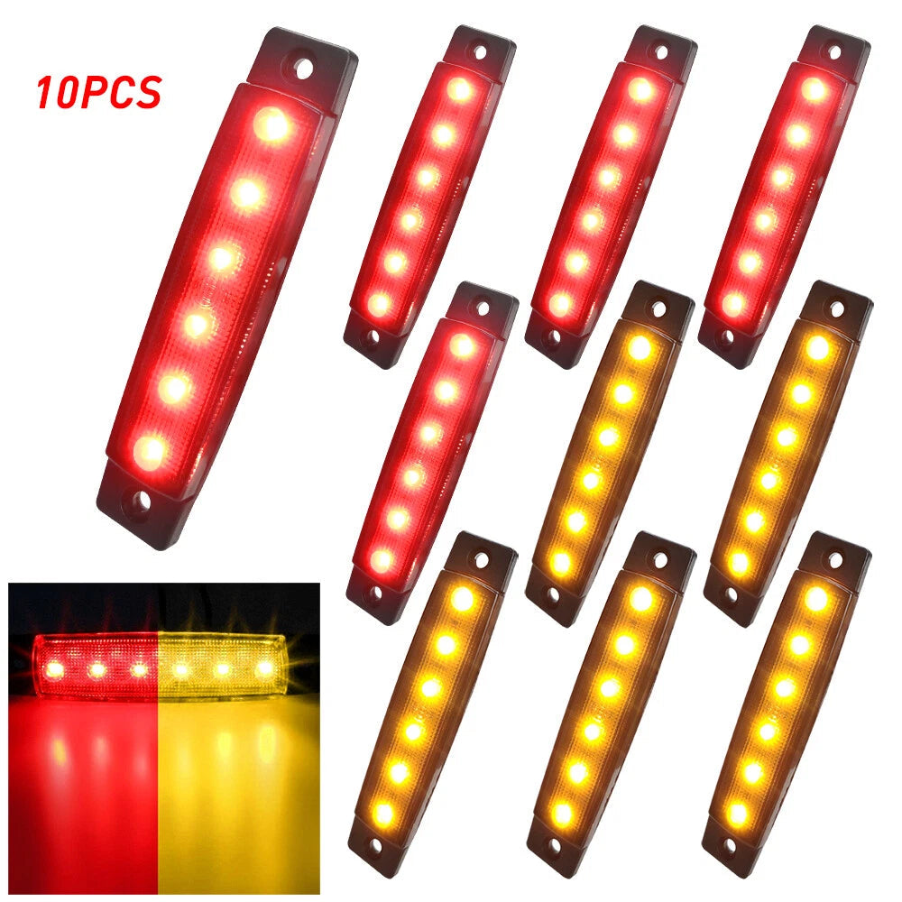 10x LED Side Marker Amber Red Lights Clearance Light Truck Trailer RV Waterproof 6B93BC-57