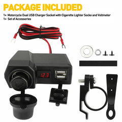 Waterproof Dual USB 12V Motorcycle Handlebar Phone Charger Power Outlet Socket 6B93BC-57