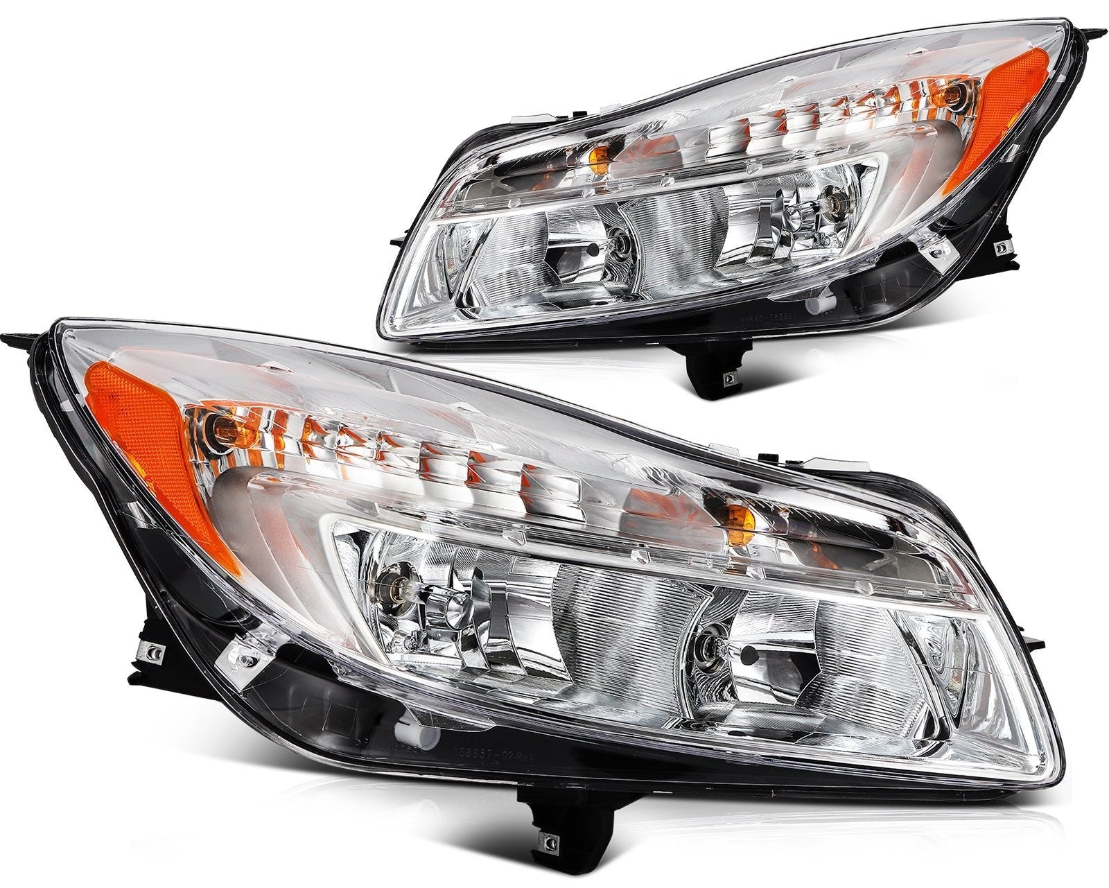 Pair Kit Headlights Assembly For 2011-2013 Buick Regal 2.0L 2.4L Chrome Amber 6B93BC-57