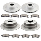 For 1999 - 2004 Jeep Grand Cherokee Front Rear Rotors Ceramic Brakes Pads Kit 6B93BC-57