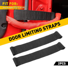 2X Duty Black Heavy Check Door Limiting Strap For Jeep Wrangler CJ YJ TJ JK JKU 6B93BC-57