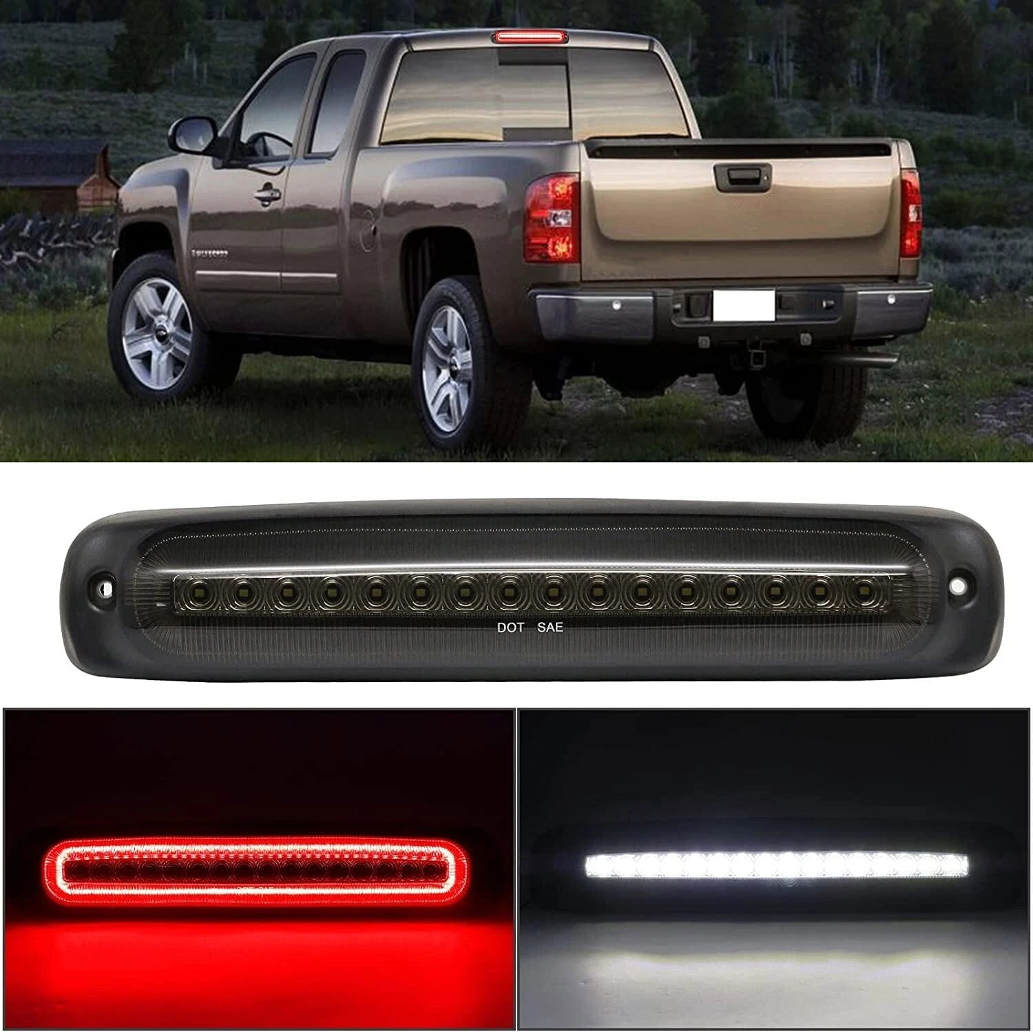 For 99-07 Chevy Silverado GMC Sierra Lens Smoke 3RD Third Brake Light Cargo Lamp 6B93BC-57