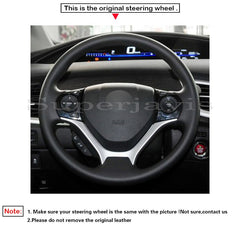 Custom Black PU Leather Steering Wheel Stitch on Cover For Honda Civic 9 2012-15