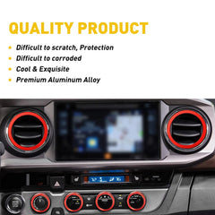 Red Air Condition AC Knob Cover Ring Trim for Toyota Tacoma 2016-22 Accessories 6B93BC-57