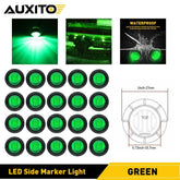 Green 3/4" Bullet Round Side Marker LED Clearance Lights For Trailer Truck 20X 6B93BC-57