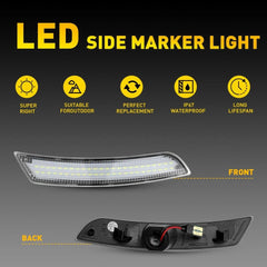 Fit 16-22 Chevy Camaro Side Clear Marker Lights LED Front&Rear Fender Lamp 4PCS 6B93BC-57
