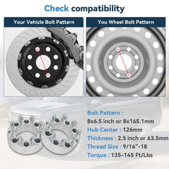 4 Pcs 2.5" 8x6.5 Wheel Spacers 9/16"-18 For Ford F-250 F-350 Dodge Ram 2500 3500