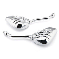 Universal Chrome Skeleton Skull Hand Claw Motorcycle Rear View Mirrors 8mm 10mm