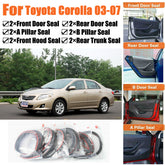 Door Rubber Seal Strips Weather Draft Noise Reduction Kit For Toyota Corolla 03-