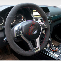 Suede Leather Hand-Stitched Steering Wheel Cover for Mercedes Benz GLK 300