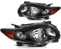 ECCPP Headlights Assembly For Toyota For Corolla 1.8L 2.4L 2009-2010 Pair Black 6B93BC-57