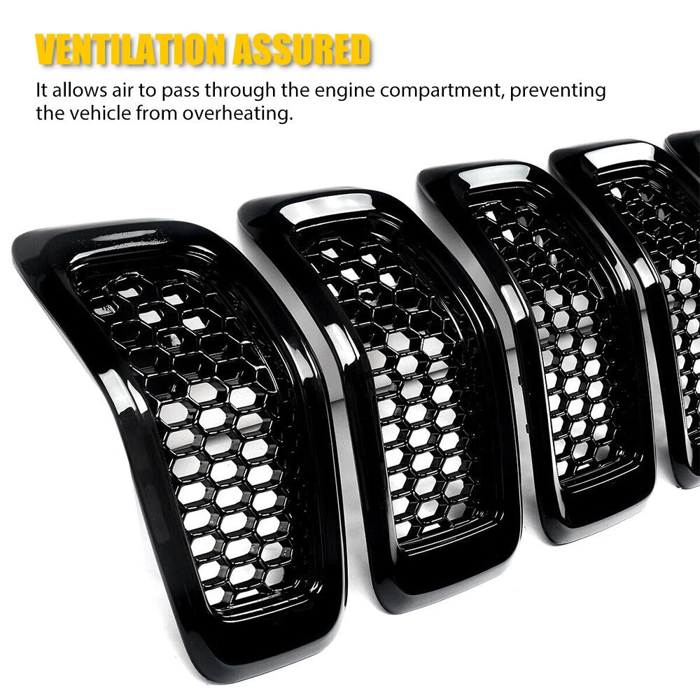 For 2014-2018 Jeep Cherokee Front Grill Inserts Honeycomb Mesh Black Cover -7 6B93BC-57