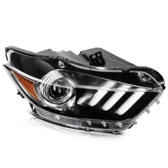 Pair Kit HID Headlights Assembly For 2015-2017 Ford Mustang Black Amber 6B93BC-57