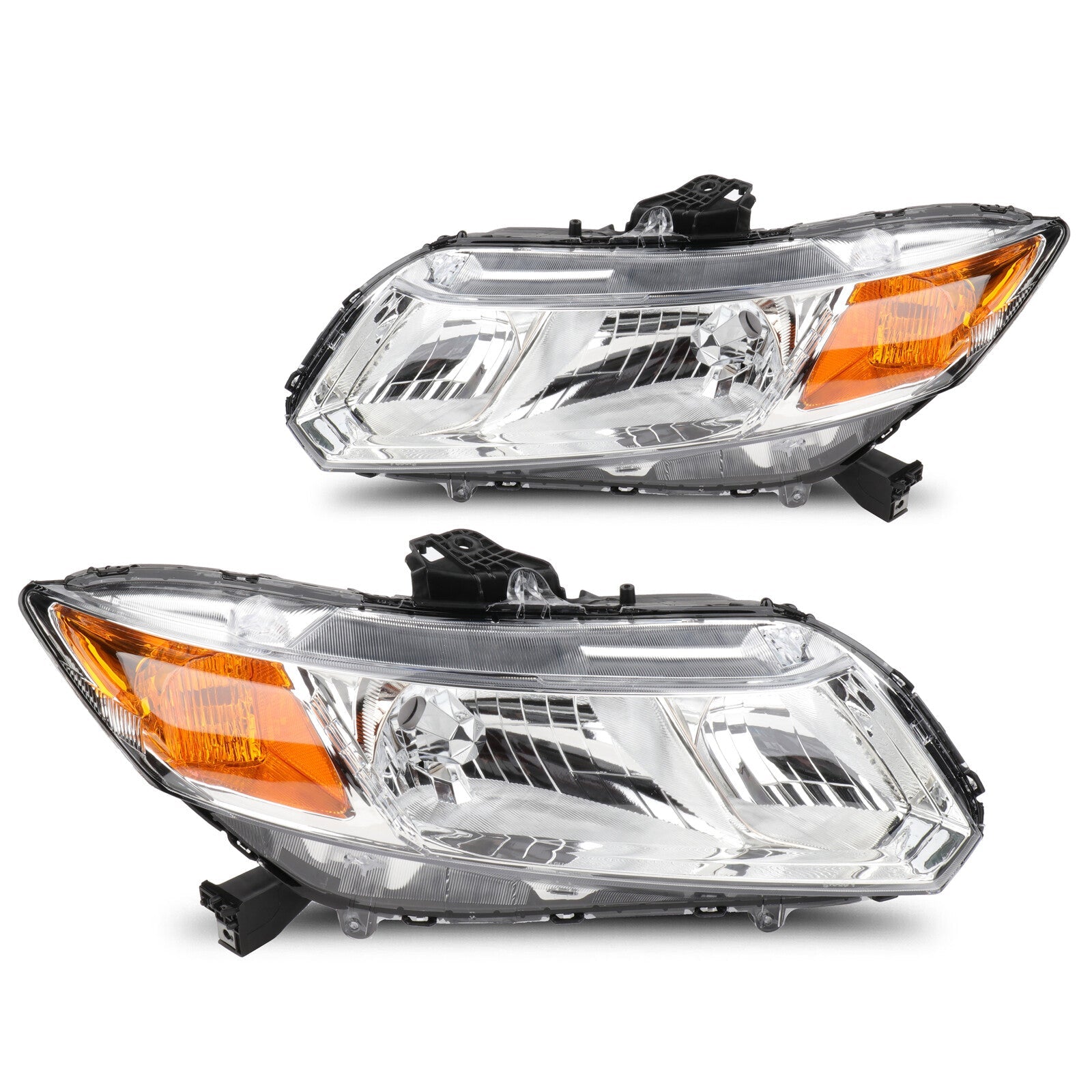 Chrome For 2015-12 Honda Civic 4Dr Replacement Headlights Left+Right Side Lamp 6B93BC-57