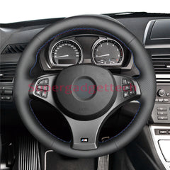 Black &Hole Leather Steering Wheel Red Stitch Wrap Cover For BMW X3 M Sport E83