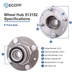 Pair Front Wheel Hub Bearings For Mazda Miata RWD 1990-2001 2002 2003 2004 2005 6B93BC-57
