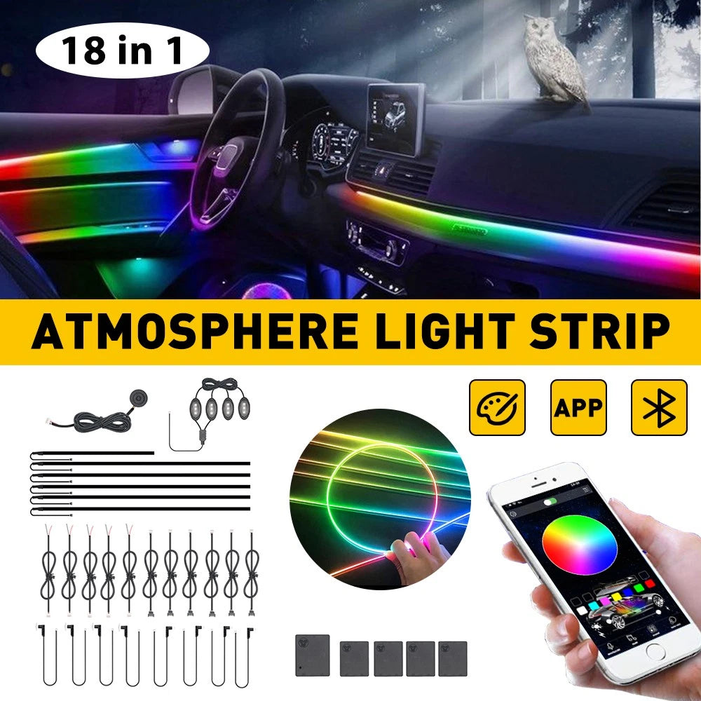 RGB Symphony Car Interior Atmosphere LED Acrylic Guide Fiber Ambient Optic Light 6B93BC-57