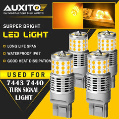4X AUXITO 7440 7444 CANBUS Anti Hyper Flash Amber LED Turn Signal Light 42SMD EA AUXITO