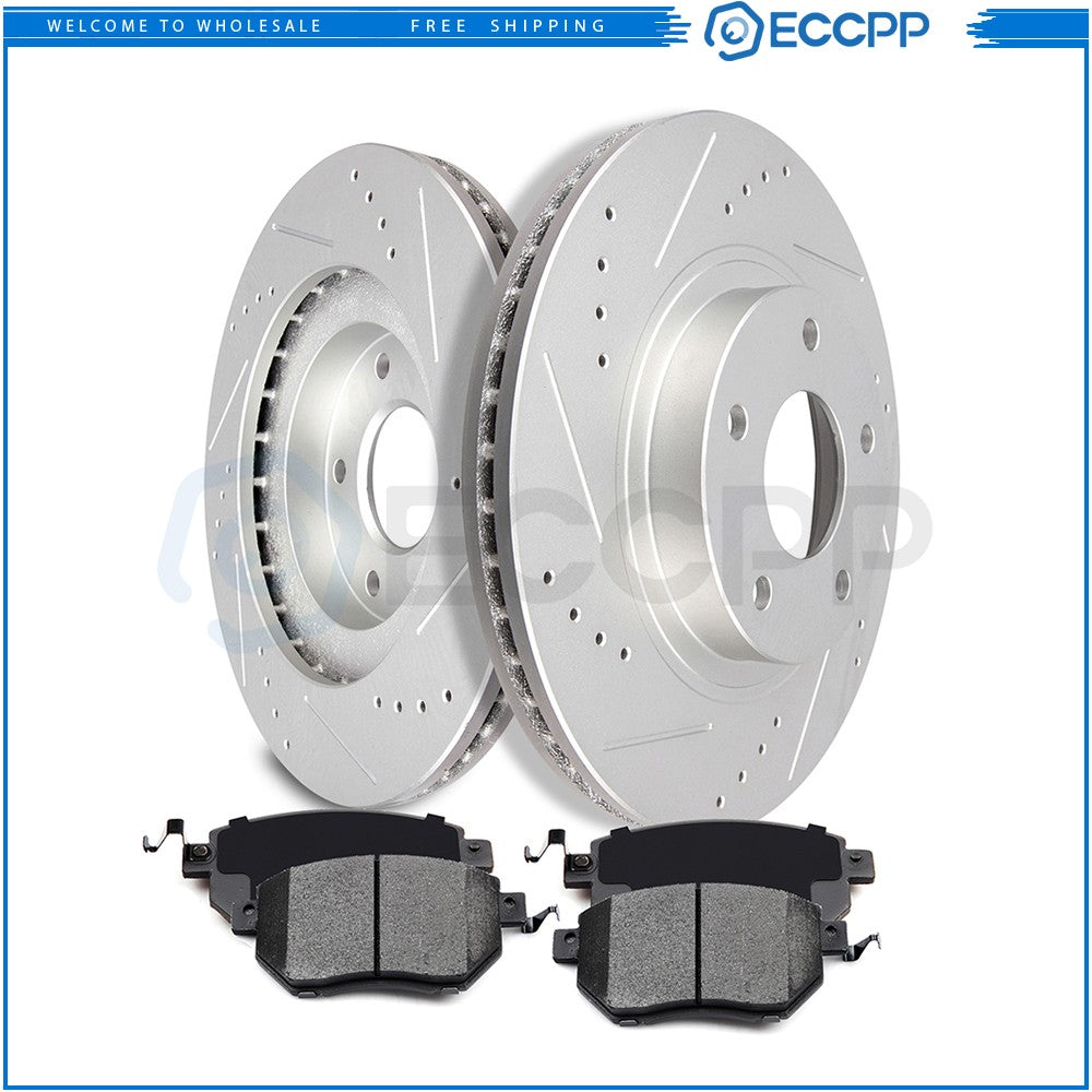 Brake Discs Rotors and Ceramic Pads For Nissan Altima 2002-2006 Front Drill Slot KOEEP