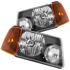Pair Kit Halogon Headlights Assembly For 2001-2011 Ford Ranger Black Amber 6B93BC-57