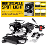 2Pcs Bi-colors Motorcycle LED Spotlight Headlight Driving Auxiliary Fog Lamps EA 6B93BC-57