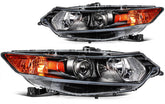 Pair Halogon Headlights Assembly For 2009-2014 Acura TSX 2.4L 3.5L Black Amber 6B93BC-57