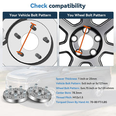 2Pcs 1" 5x5 to 5x4.75 Wheel Adapters 12x1.5 For Chrysler Town & Country Pacifica 6B93BC-57