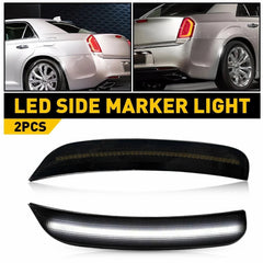 For Chrysler 300 2015-2023 White LED Rear Side Marker Lights Lamps Smoked Lens A 6B93BC-57