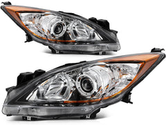 Pair Kit Headlights Assembly For 2010-2013 Mazda 3 Sport 2.0L 2.5L Black Amber 6B93BC-57