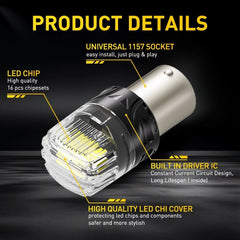 2x AUXITO 1157 LED Light Bulb Car Brake Stop Signal Turn Reverse Tail Lamp White AUXITO