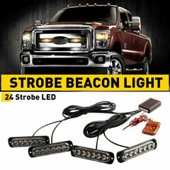 4-in-1 Amber White LED Car Truck Blinking Warning Hazard Flash Strobe Light Bar 6B93BC-57