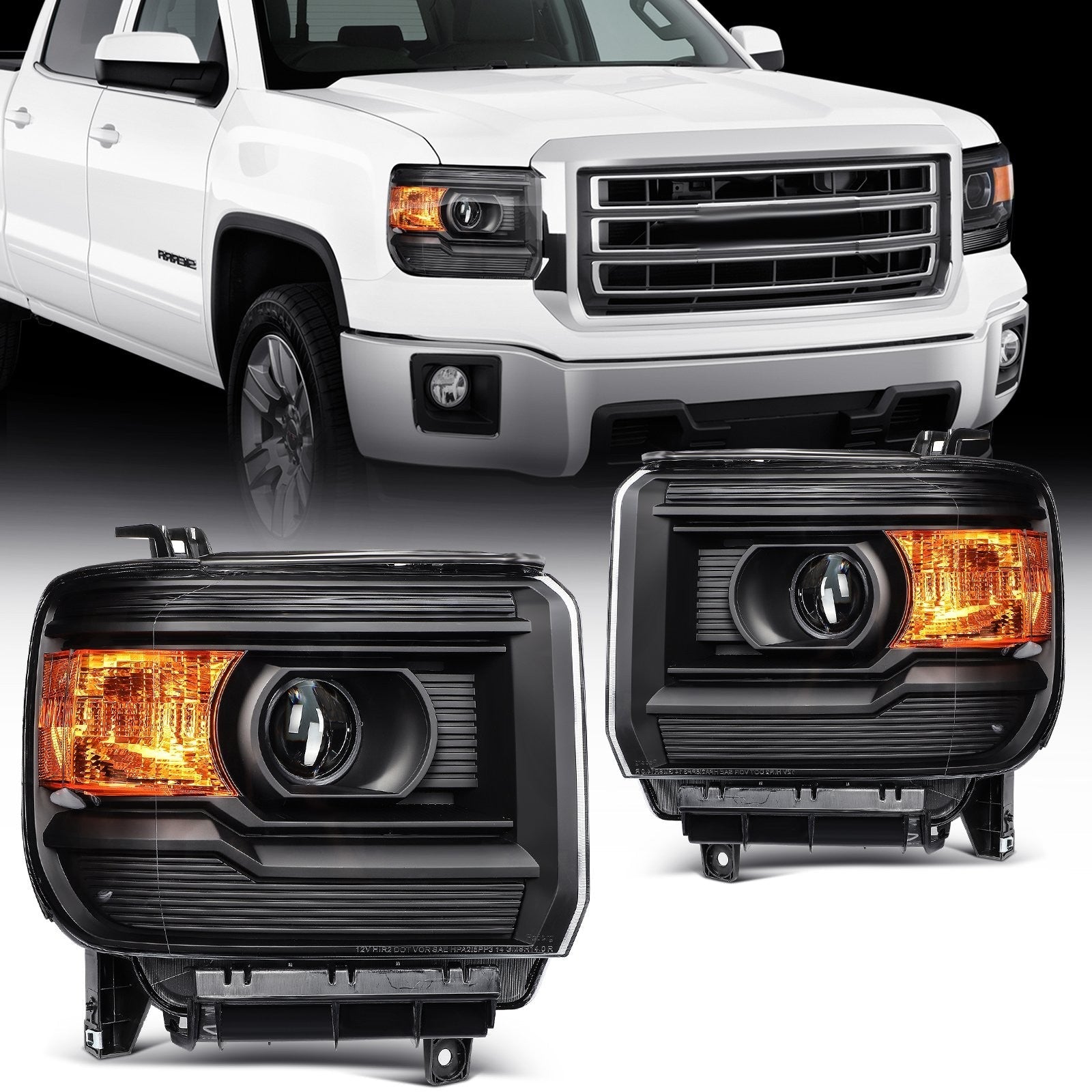 Pair Kit LED Headlights For 2015-2019 2500HD 3500HD 2014-2015 GMC Sierra 1500 6B93BC-57