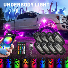 8x RGB LED Rock Light Kit For Off-Road Underglow Foot Wheel Well Light Truck ATV 6B93BC-57