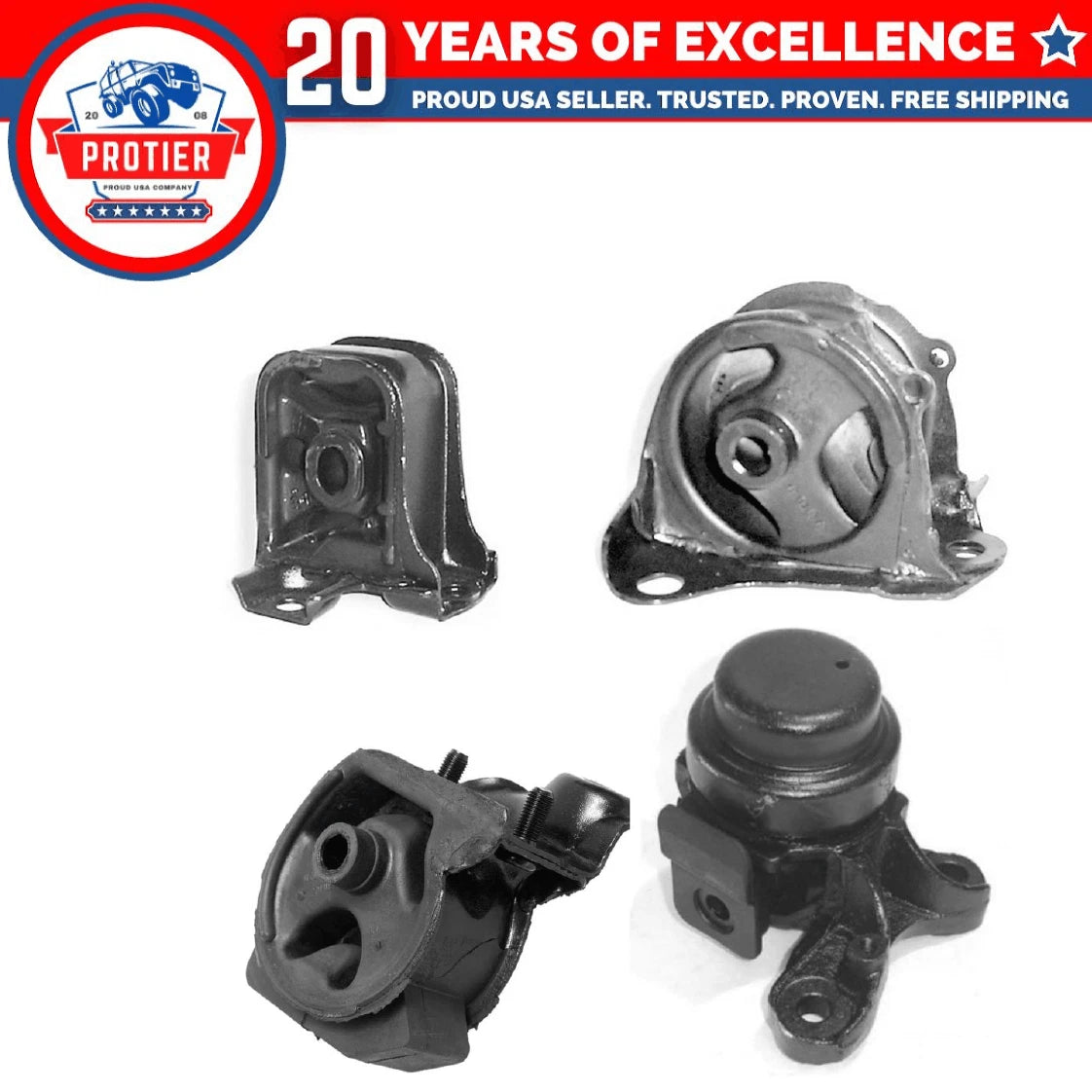 Motor & Trans Mount 4PCS Set for 1992-1996 Honda Prelude 2.2L / 2.3L Auto Trans 6B93BC-57