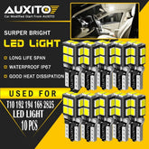 10x AUXITO T10 W5W 194 168 2825 LED Interior Wedge Light Bulb White 14-LED EOA AUXITO