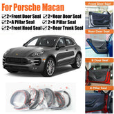 Door Rubber Seal Strips Weather Draft Wind Noise Reduction Kit For Porsche Macan