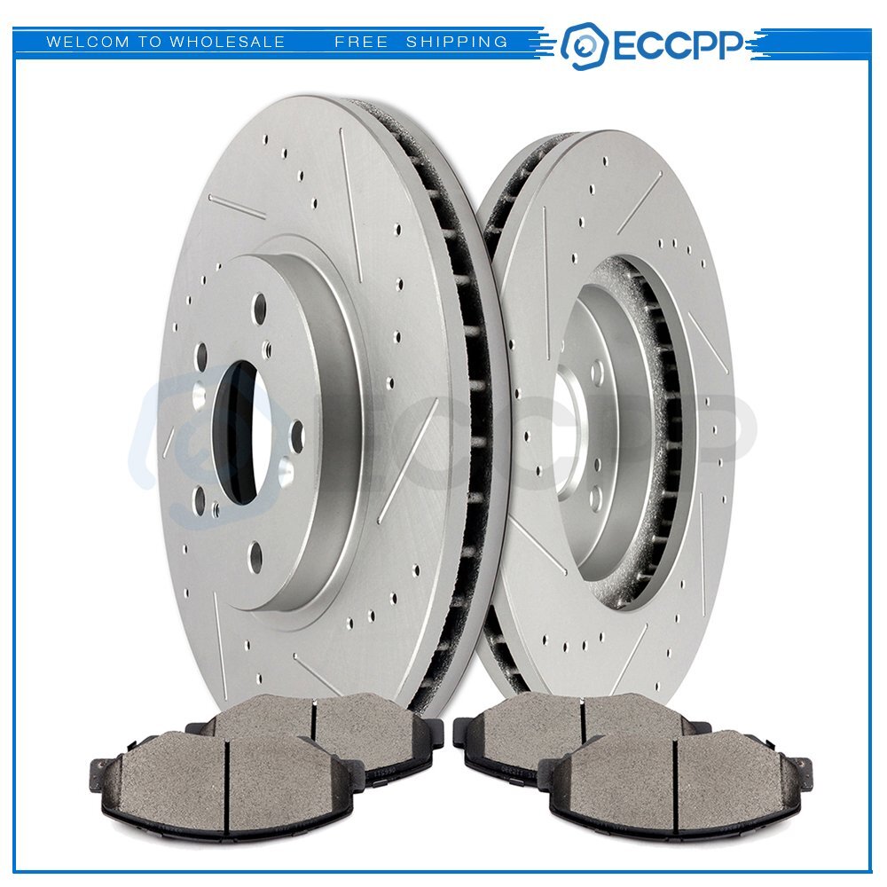 Front Drilled Slotted Ceramic Brake Pads And Rotors For 2003-08 Honda Pilot 3.5L 6B93BC-57